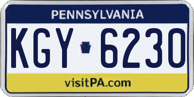 PA license plate KGY6230