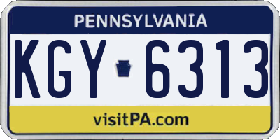 PA license plate KGY6313