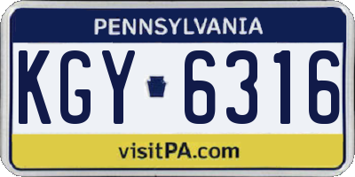 PA license plate KGY6316