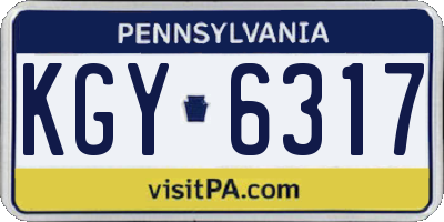 PA license plate KGY6317