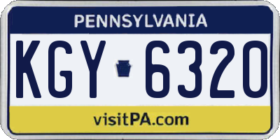 PA license plate KGY6320