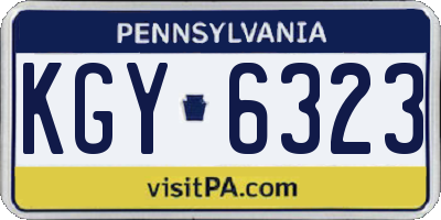 PA license plate KGY6323