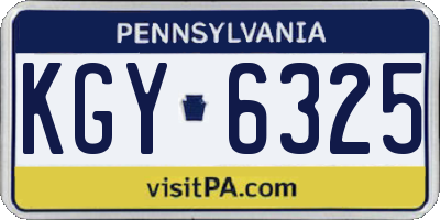 PA license plate KGY6325