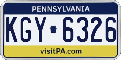 PA license plate KGY6326