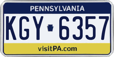 PA license plate KGY6357