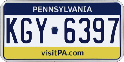 PA license plate KGY6397