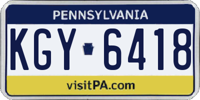 PA license plate KGY6418
