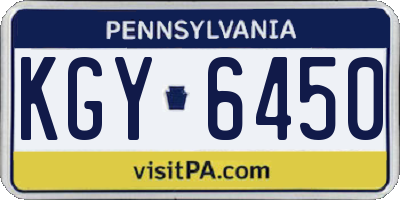 PA license plate KGY6450
