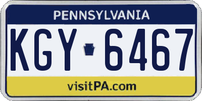 PA license plate KGY6467