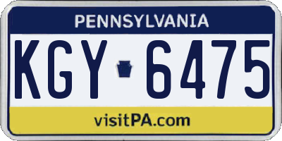 PA license plate KGY6475