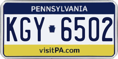 PA license plate KGY6502