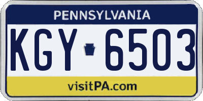 PA license plate KGY6503