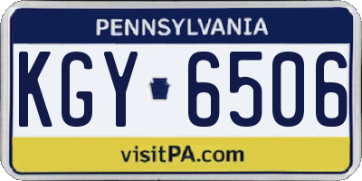 PA license plate KGY6506