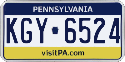 PA license plate KGY6524
