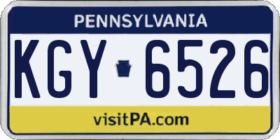 PA license plate KGY6526