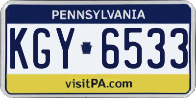 PA license plate KGY6533