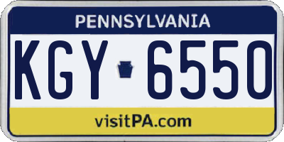 PA license plate KGY6550