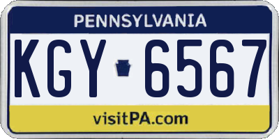 PA license plate KGY6567