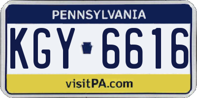 PA license plate KGY6616