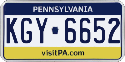 PA license plate KGY6652