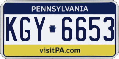 PA license plate KGY6653