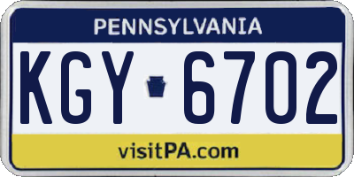 PA license plate KGY6702