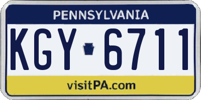 PA license plate KGY6711