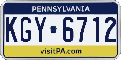 PA license plate KGY6712