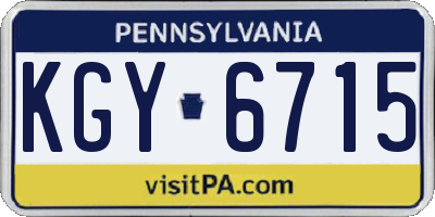 PA license plate KGY6715