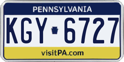 PA license plate KGY6727