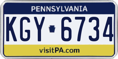 PA license plate KGY6734