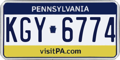 PA license plate KGY6774