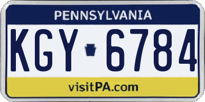 PA license plate KGY6784