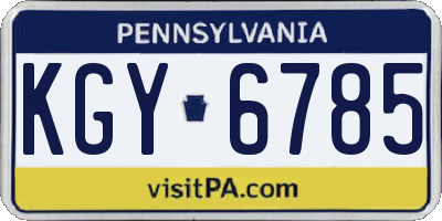 PA license plate KGY6785