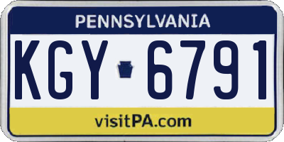 PA license plate KGY6791