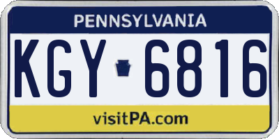 PA license plate KGY6816