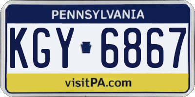 PA license plate KGY6867