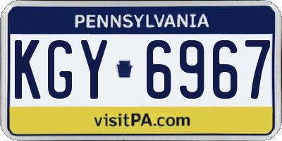 PA license plate KGY6967