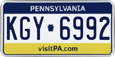 PA license plate KGY6992