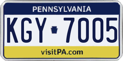PA license plate KGY7005