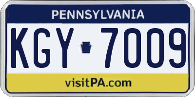 PA license plate KGY7009