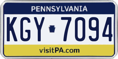 PA license plate KGY7094