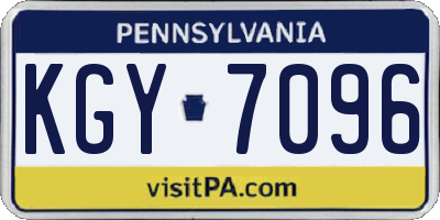 PA license plate KGY7096