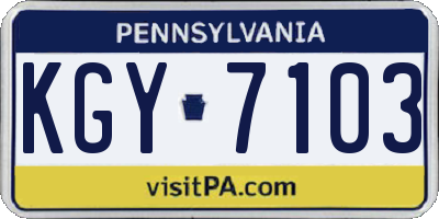 PA license plate KGY7103
