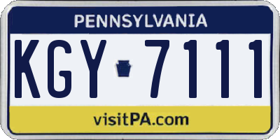 PA license plate KGY7111