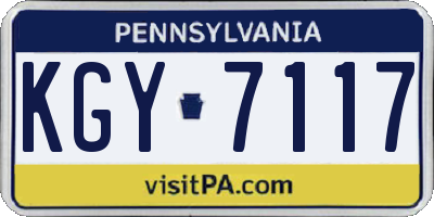 PA license plate KGY7117