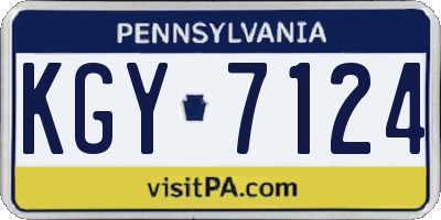PA license plate KGY7124