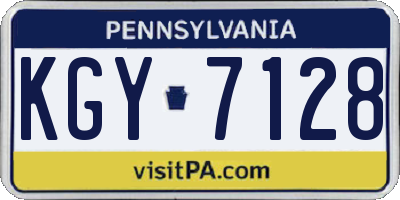 PA license plate KGY7128