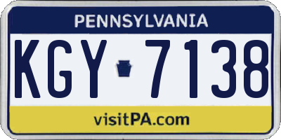 PA license plate KGY7138