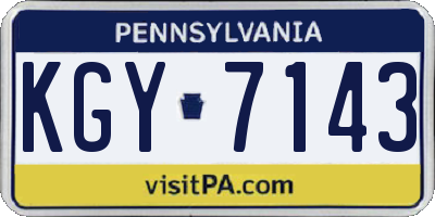 PA license plate KGY7143